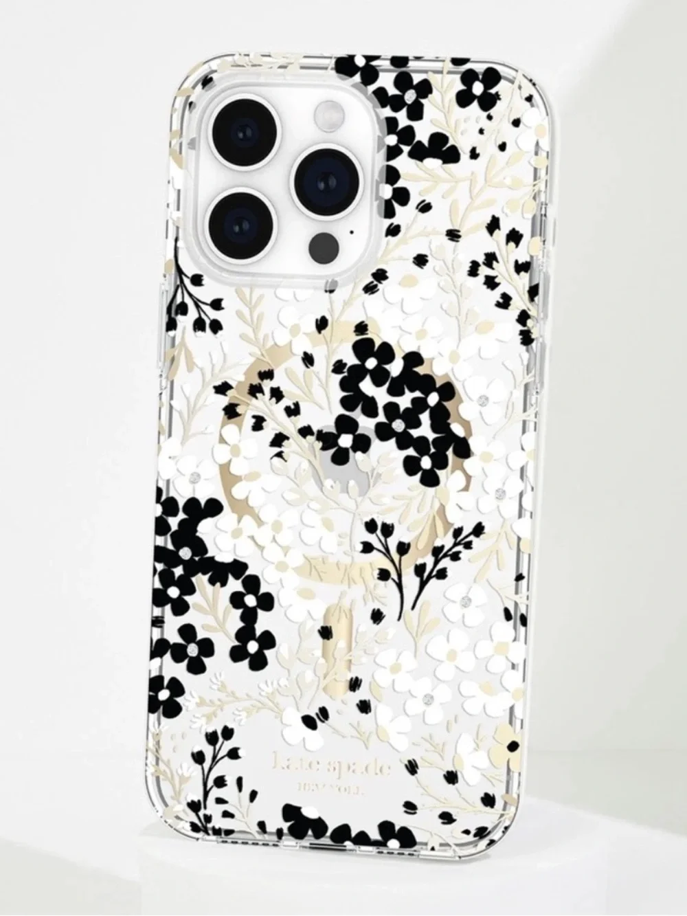 kate spade new york iPhone 14 l/15 Pro Max Multi Floral Black & White Case~NEW